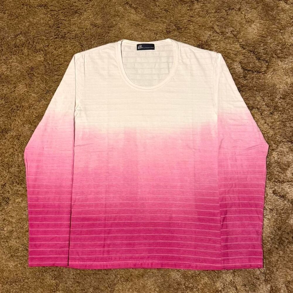Tornado Mart Gradient Long Sleeve Shirt White Pink Size Medium